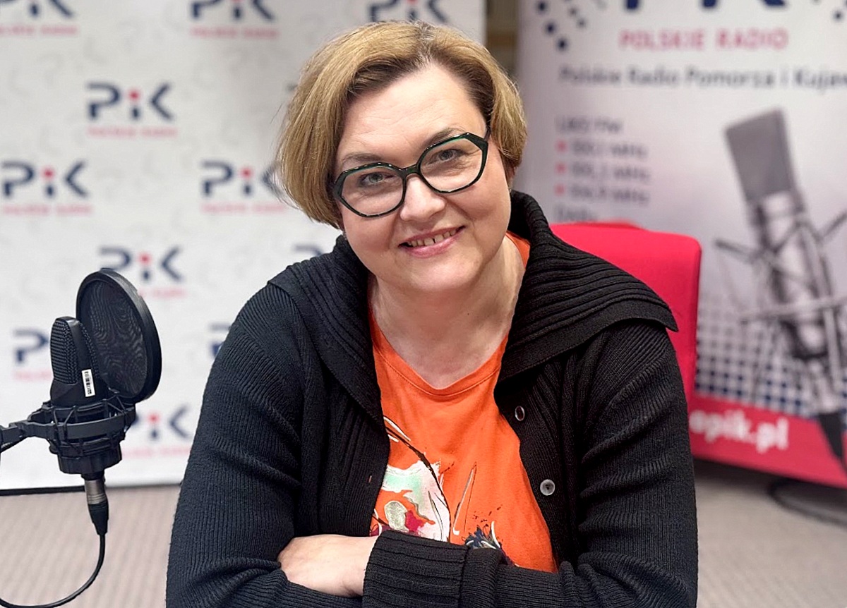 Agnieszka Sowa w studiu Polskiego Radia PiK. Fot. Magda Jasińska/PR PiK