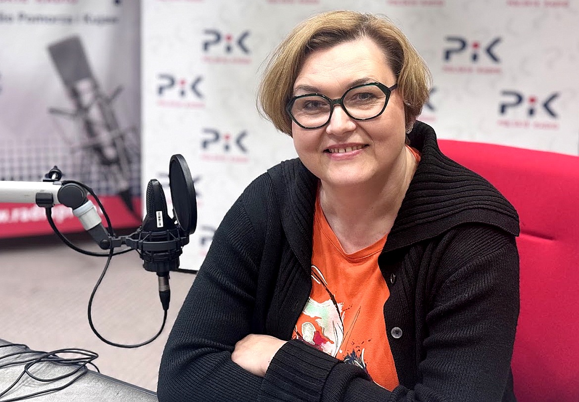 Agnieszka Sowa w studiu Polskiego Radia PiK. Fot. Magda Jasińska/PR PiK