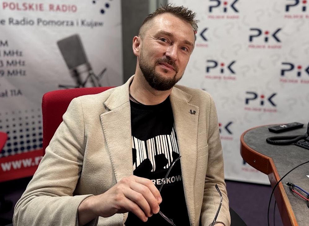 Profesor Bartłomiej Wezner w studiu Polskiego Radia PiK. Fot. Magda Jasińska/PR PiK