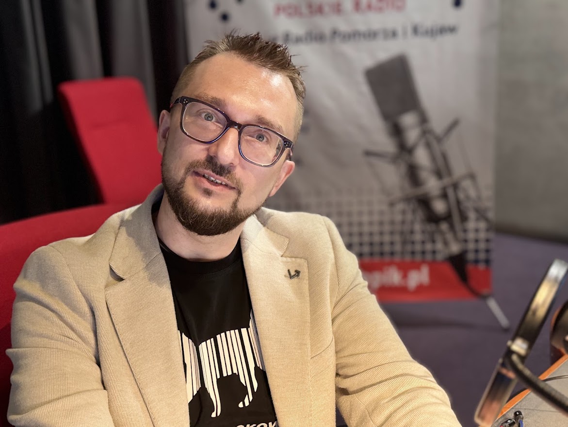 Profesor Bartłomiej Wezner w studiu Polskiego Radia PiK. Fot. Magda Jasińska/PR PiK