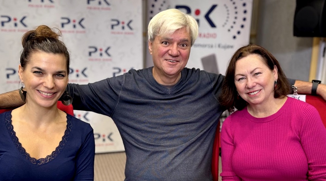 Emilia, Marek i Elżbieta Czekałowie w studiu Polskiego Radia PiK. Fot. Magda Jasińska/PR PiK