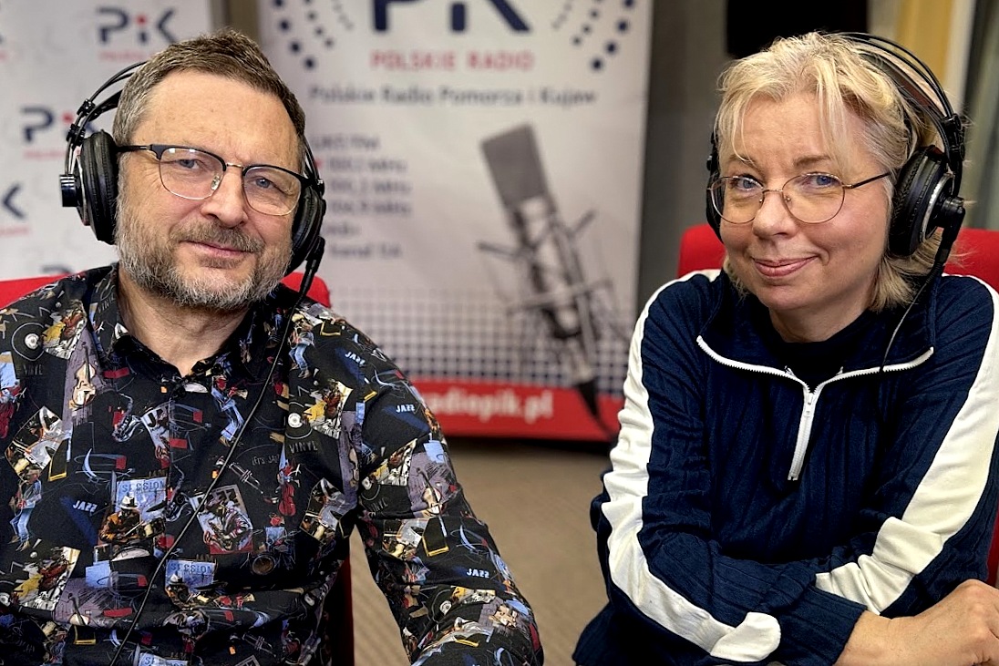 Maciej Sikała i Magda Jasińska w studiu Polskiego Radia PiK