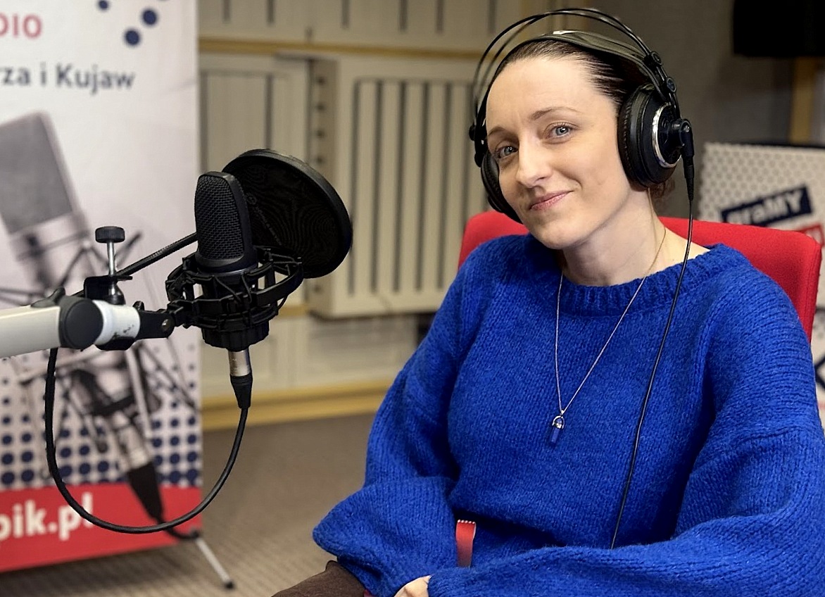 Edyta Krzemień w studiu Polskiego Radia PiK. Fot. Magda Jasińska/PR PiK