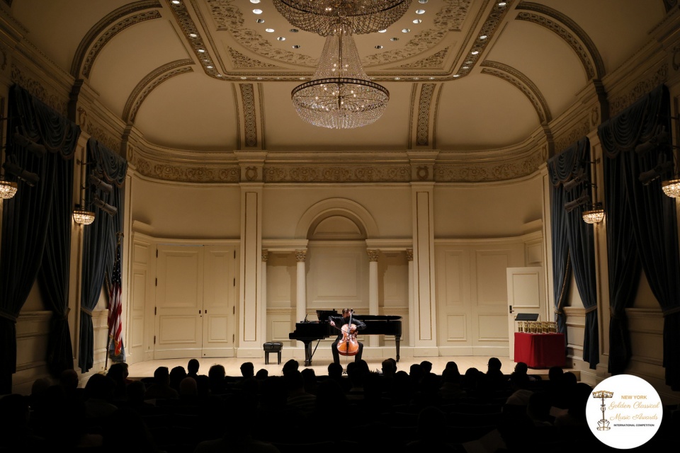 Mikołaj Wojciechowski w Carnegie Hall. Fot. Nadesłane