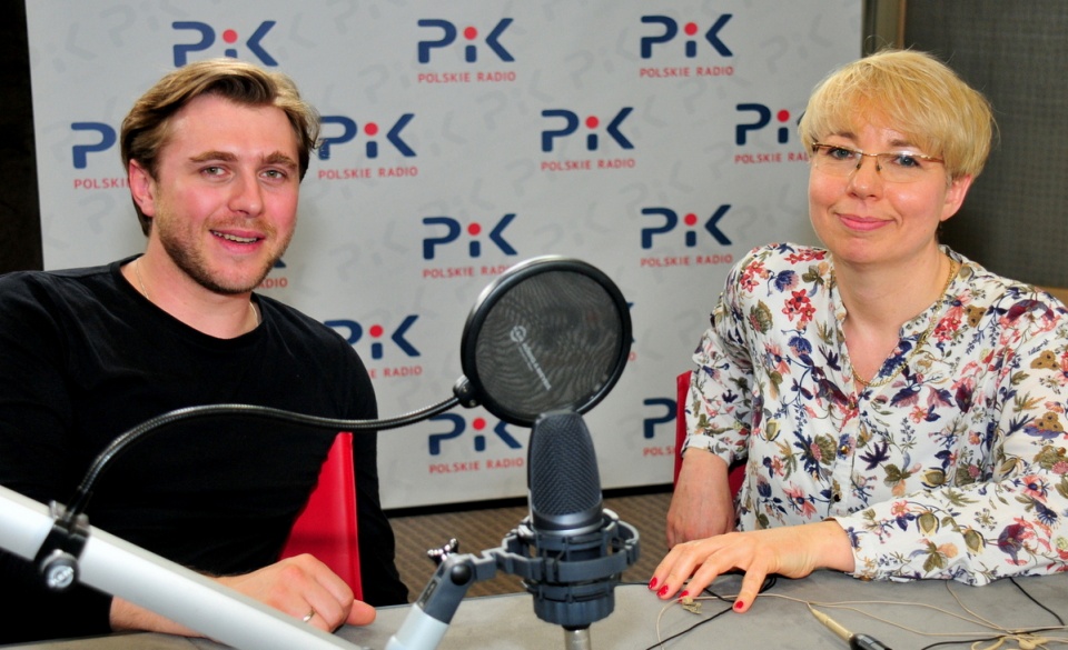 Andrzej Lampert i Magda Jasińska w studiu Polskiego Radia PiK
