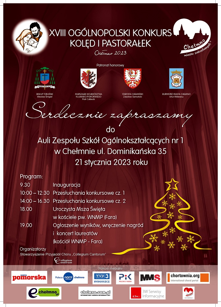 XVIII Ogólnopolski Konkurs Kolęd i Pastorałek  Chełmno 2023, 21.01.2023r.(zakończony)