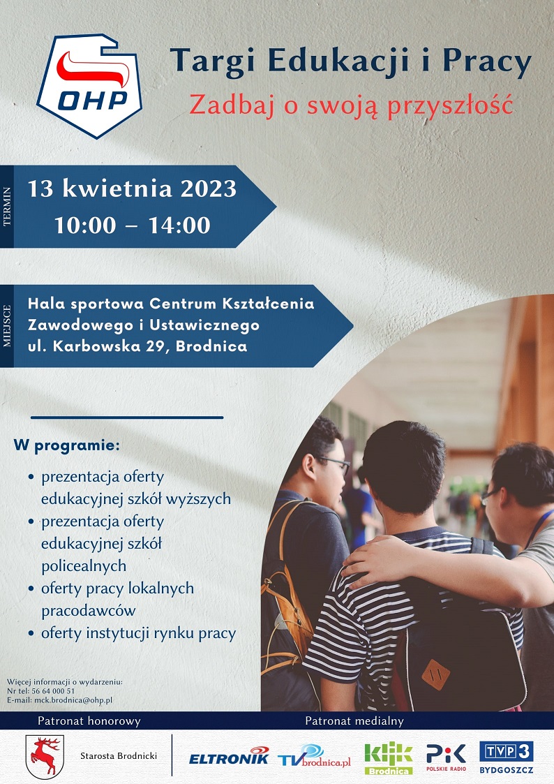 Targi Edukacji i Pracy pt. Zadbaj o swoją przyszłość, 13.04.2023r. w godz. od 10.00 do 14.00 w hali sportowejhellip 