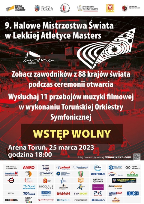 9. Halowe Mistrzostwa Świata w Lekkiej Atletyce Masters 26.03. - 1.04.2023r. Arena Toruń (zakończone)