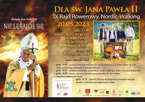 Dla św. Jana Pawła II - Koncert, IX Papieski Rajd Rowerowy i Nordic-Walking Kościół pw.św.Krzyża w Bydgoszczy ul.Artyleryjskahellip 