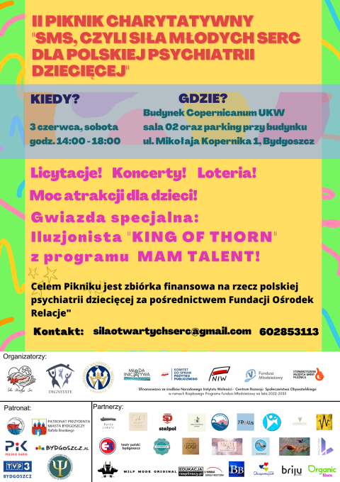 II Piknik Charytatywny SMS, czyli Siła Młodych Serc dla polskiej psychiatrii dziecięcej, sobota 3 czerwca 2023rhellip 