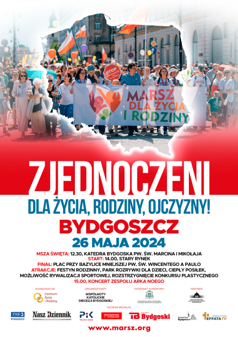 XII Bydgoski Marsz dla Życia i Rodziny 26 maja 2024r.