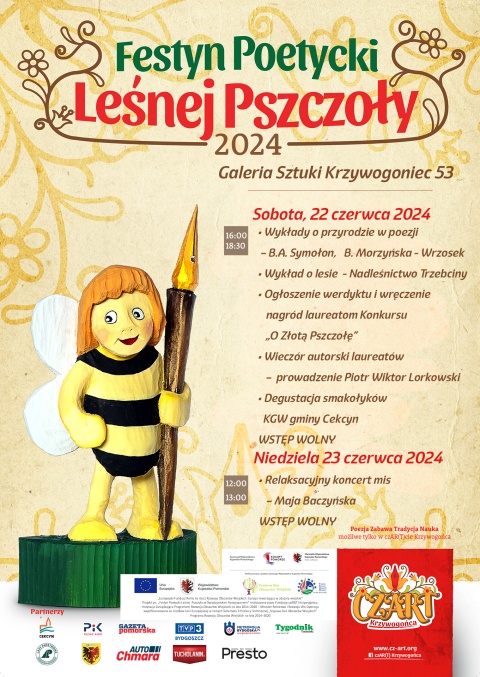 Festyn Poetycki Leśnej Pszczoły ze Świętojańskim Poezjowaniem w Krzywogońcu w Borach Tucholskich 22-23.06.2024r.