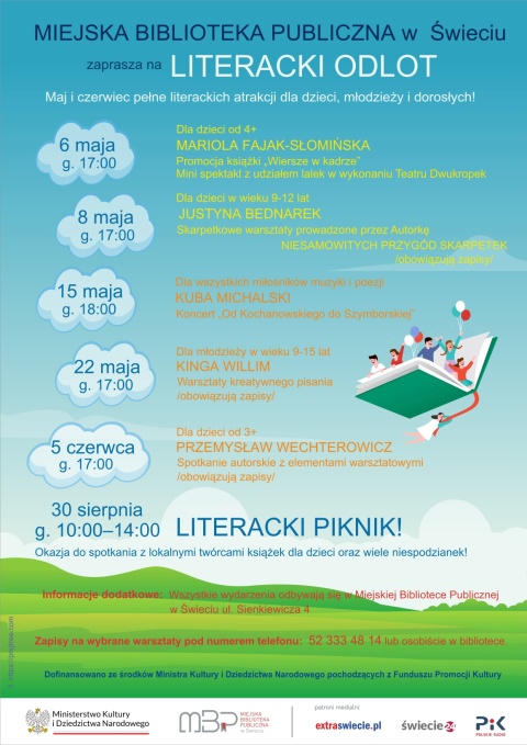 Literacki Odlot - festiwal książki dla dzieci i młodzieży - Miejska Biblioteka Publiczna, Świecie, ul. Sienkiewiczahellip