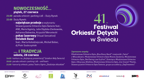 Festiwal Orkiestr Dętych w Świeciu - Duży Rynek, stadion miejski i amfiteatr 27-28.06.2025r.