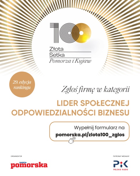 Złota 100 Pomorza i Kujaw zgłoszenia do 3.07. Gala 4.09.2025r. Bydgoszcz, Opera Nova