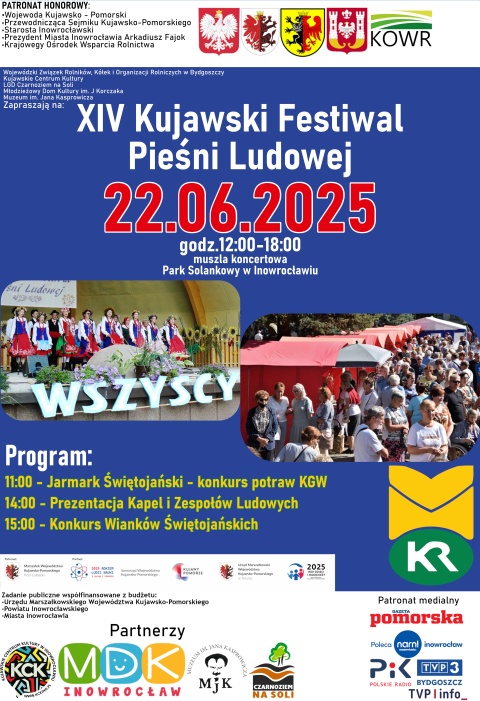XIV Kujawski Festiwal Pieśni Ludowej Inowrocław, park Solankowy - muszla koncertowa - aleja Powstańców, 22.06.202hellip 