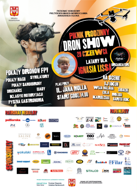 Piknik rodzinny Dron Show 2025 Inowrocław, skwer przy ul. MollaBłażka 29.06.2025r. godz. 14.00