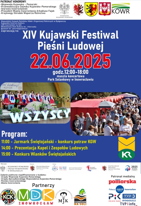 XIV Kujawski Festiwal Pieśni Ludowej Inowrocław, park Solankowy - muszla koncertowa - aleja Powstańców, 22.06.202hellip 