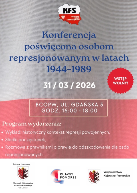 REPRESJE W LATACH 1944-1989 85-005 Bydgoszcz ul. Gdańska 5 31.03.2026r.