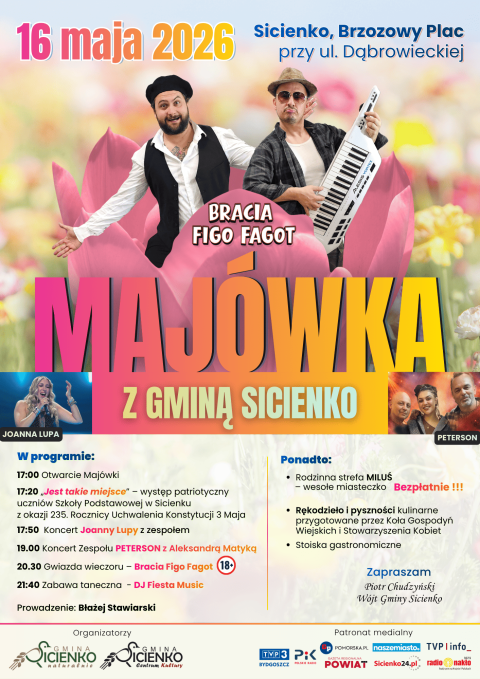 Majówka z Gminą Sicienko ul. Bydgoska 8, 86-014 Sicienko 16.05.2026r.
