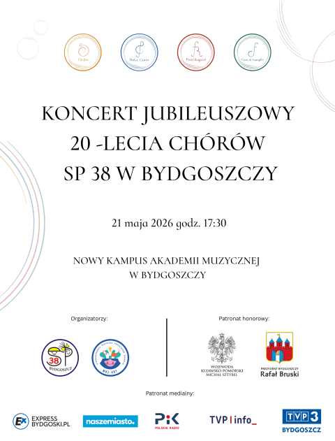 Koncert Jubileuszowy 20-lecia Chórów Szkoły Podstawowej nr 38 w Bydgoszczy Akademia Muzyczna im. Feliksa Nowowiejskiegohellip 