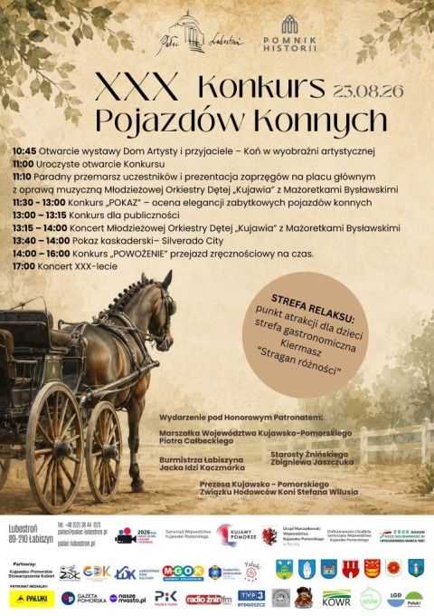 XXX Konkurs Pojazdów Konnych w Lubostroniu 23.08.2026r.
