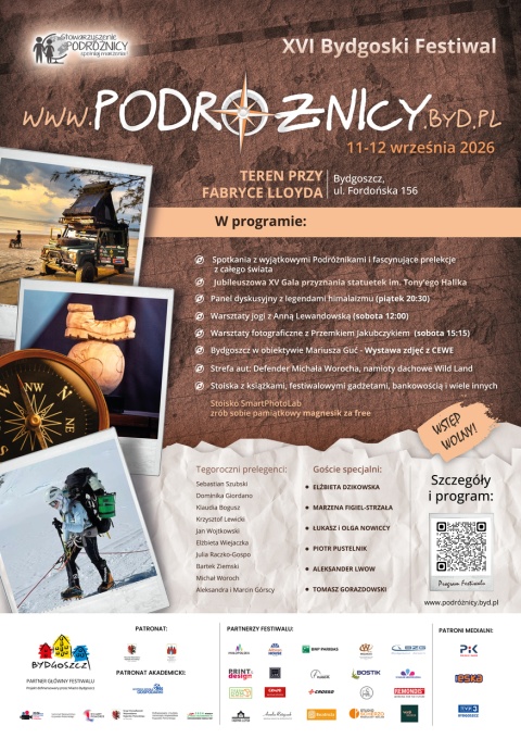 XV Bydgoski Festiwal Podróżnicy 11-12.09.2026r.