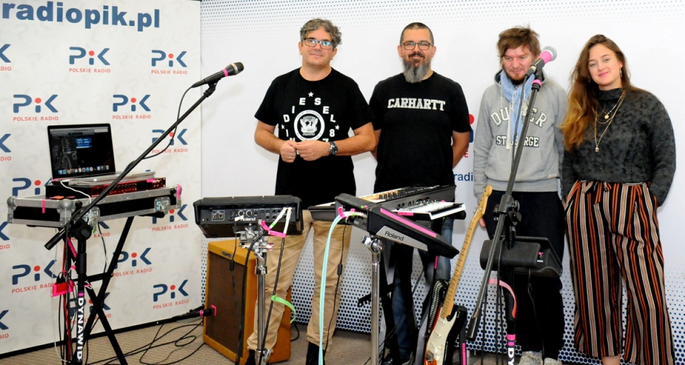 29.09.2019 - ZIELA w Polskim Radiu PiK, od lewej: Dariusz Gross, Michał Przytuła, Patryk Kienast i Julita Zielińska