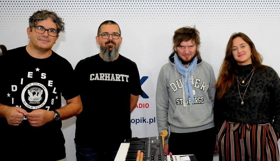 29.09.2019 - ZIELA w Polskim Radiu PiK, od lewej: Dariusz Gross, Michał Przytuła, Patryk Kienast i Julita Zielińska