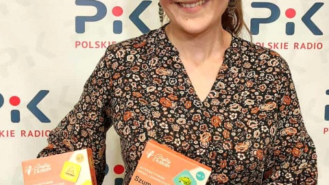Izabela Fryska w studiu Polskiego Radia PiK. Fot. Bogumiła Wresiło/PR PiK