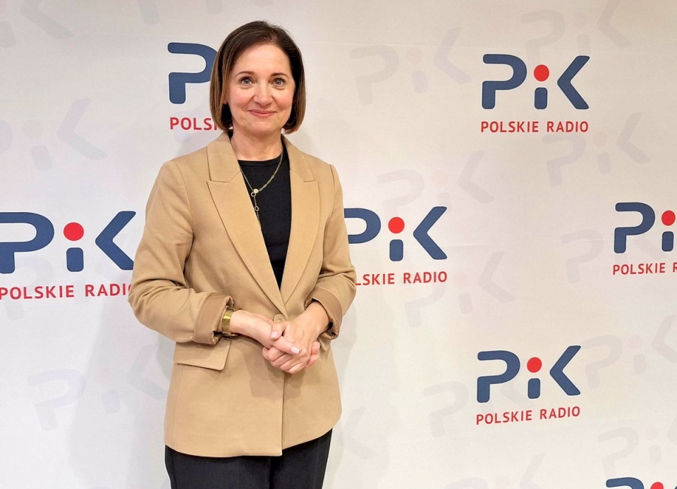 Mirosława Szark-Eckardt w studiu Polskiego Radia PiK. Fot. Bogumiła Wresiło/PR PiK