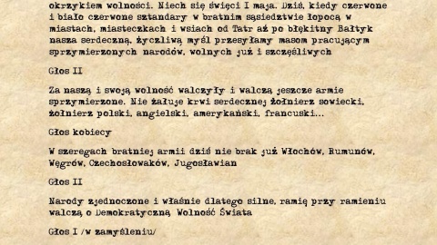 Audycja na 1 maja 1945 r.