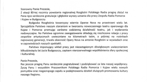 Gratulacje od Dyrektora Opery Nova w Bydgoszczy Macieja Figasa