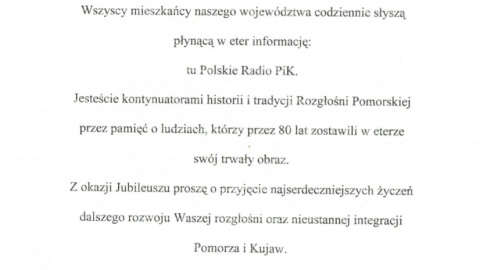 List gratulacyjny od Posła na Sejm RP Zbigniewa Sosnowskiego
