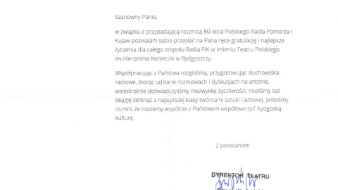 Życzenia od Dyrektora Teatru Polskiego w Bydgoszczy Pawła Wodzińskiego