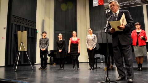 Finaliści konkursu, od lewej: Daiki Kato (Japonia), Sun Hwa Kim (Korea), Dinara Klinton (Ukraina), Zheeyoung Moon (Korea). Fot. Ireneusz Sanger