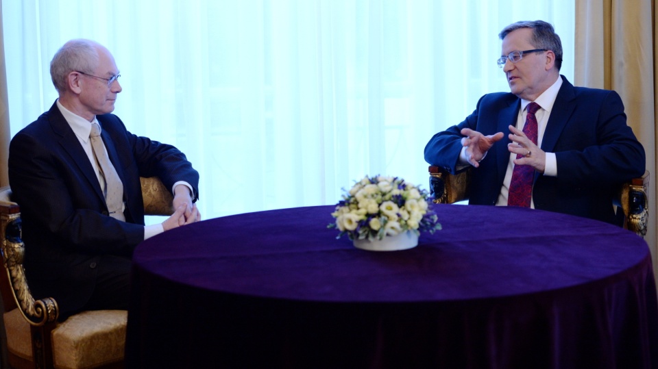 Prezydent RP Bronisław Komorowski (P) i szef Rady Europejskiej Herman Van Rompuy (L), podczas spotkania w Warszawie. Foto. PAP