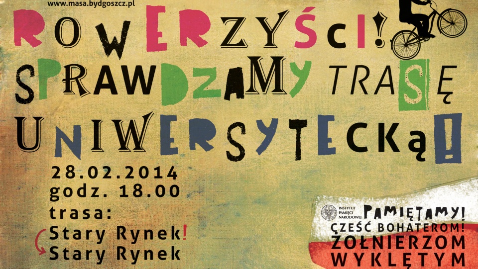W tym miesiącu Bydgoska Masa Krytyczna będzie hołdem dla Żołnierzy Wyklętych, graf. nadesłana.