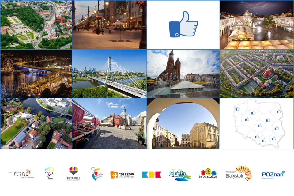 Największe polskie miasta, w tym Bydgoszcz, rozpoczynają wspólne działania na Facebooku. Grafika nadesłana