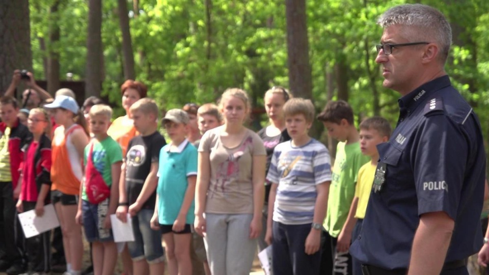 W ośrodku ZHP w Krówce Leśnej nad Zalewem Koronowskim, odbył się VI finał turnieju pod hasłem "Jestem bezpieczny - umiem pomagać innym". Fot. KMP w Bydgoszczy