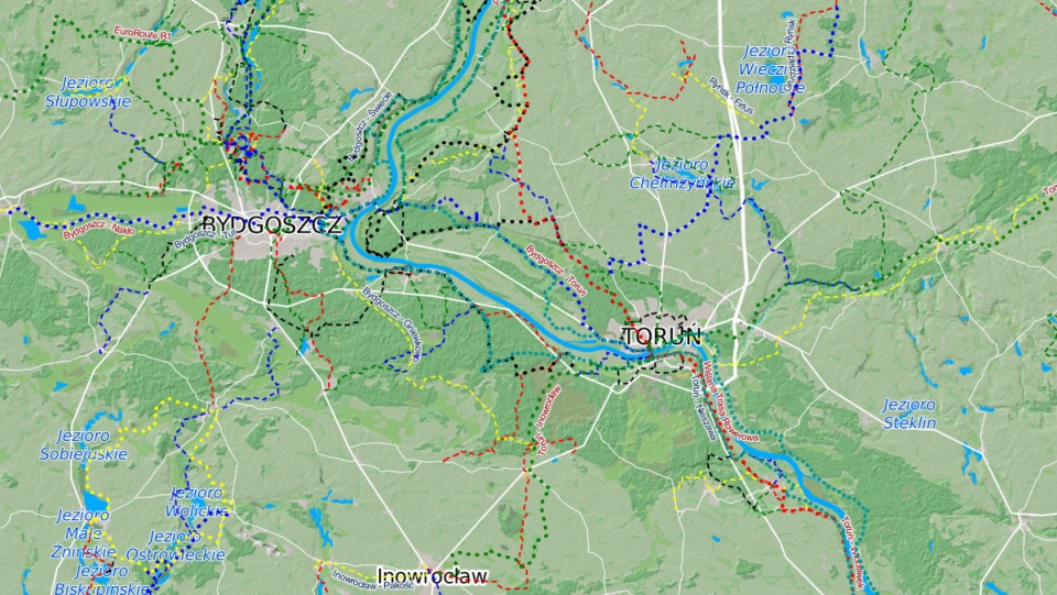 Portal www.wirtualneszlaki.pl opublikował mapy kujawsko-pomorskich parków krajobrazowych. Fot. Zrzut ekranu mapa.wirtualneszlaki.pl