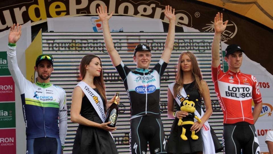Czech Peter Vakoc (C) z grupy Omega Pharma-Quick Step wygrał 2. etap kolarskiego wyścigu Tour de Pologne. PAP/Bartłomiej Zborowski