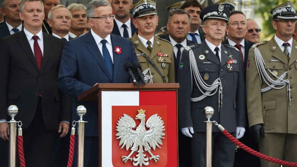 Wystąpienie prezydenta Bronisława Komorowskiego przed rozpoczęciem defilady. Fot. PAP/Waldemar Deska