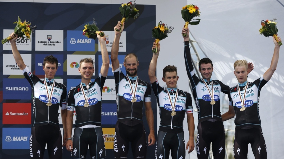 Broniąca tytułu ekipa Michała Kwiatkowskiego – Omega Pharma-Quick Step wywalczyła brąz. Fot.PAP/EPA