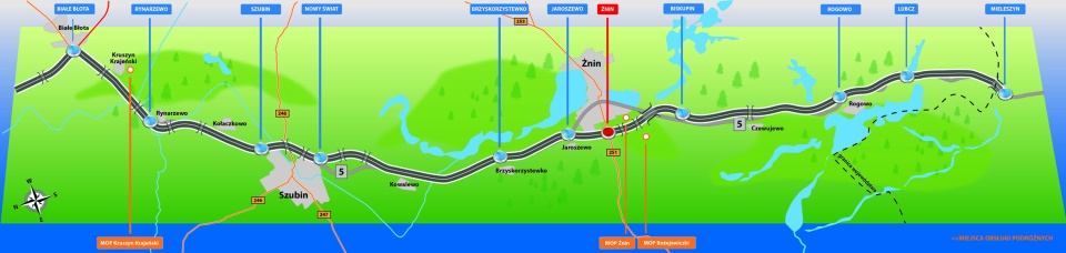 Mapa poglądowa odc. Bydgoszcz- gr. województwa. Źródło: GDDKiA