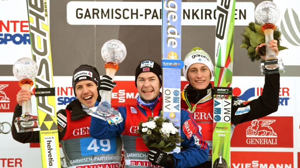 Podium konursu w Garmisch-Partenkirchen. Fot. PAP/EPA