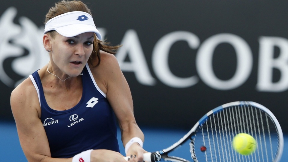 Agnieszka Radwańska podczas meczu na Australian Open z Japonką Kurumi Narą. Fot. EPA/Barbara Walton Dostawca: PAP/EPA.