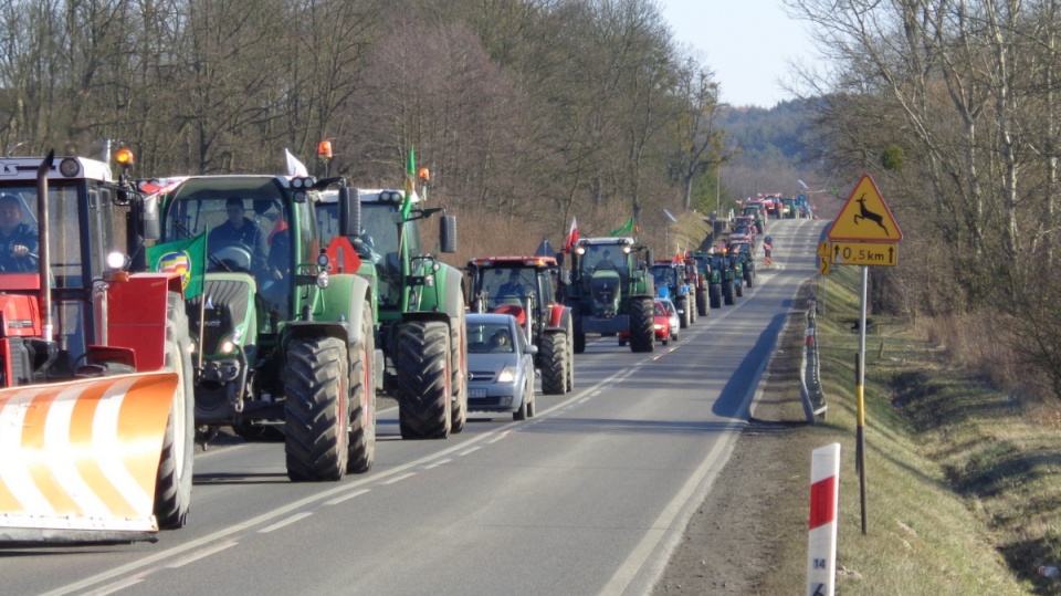 Tak wyglądał protest prowadzony 16 lutego na DK nr 16. Fot. Archiwum/Marcin Doliński