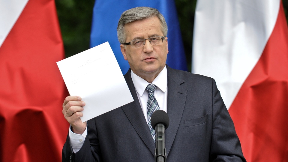 Prezydent Bronisław Komorowski podczas konferencji prasowej w Belwederze. Fot. PAP/Marcin Obara