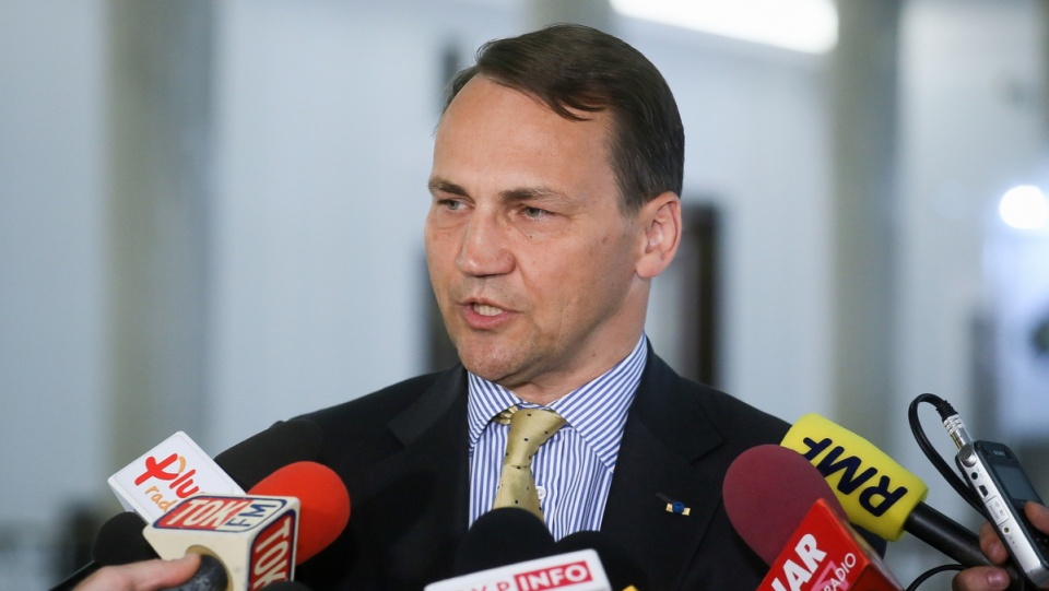 Marszałek Sejmu Radosław Sikorski, podczas konferencji prasowej w Sejmie. Fot. PAP/Paweł Supernak